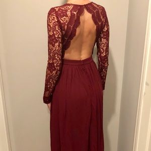 Lulus “Awaken My Love” Long Sleeve Lace Maxi Dress